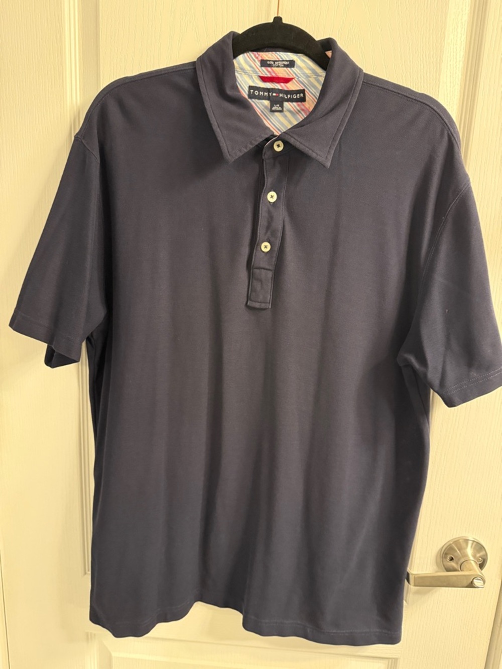 Tommy Hilfiger 100% Mercerized Cotton Navy Blue Short-Sleeve Polo Shirt